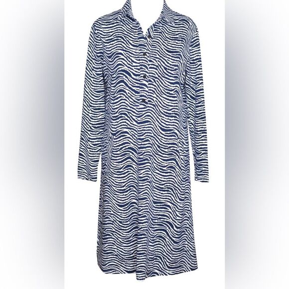 J. McLaughlin Blue and Cream Patterned Dress - Picture 1 of 7